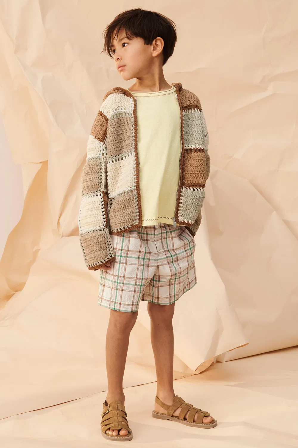 Шорты-бермуды CHECKS, лимитированная серия ZARA, Beige/Green