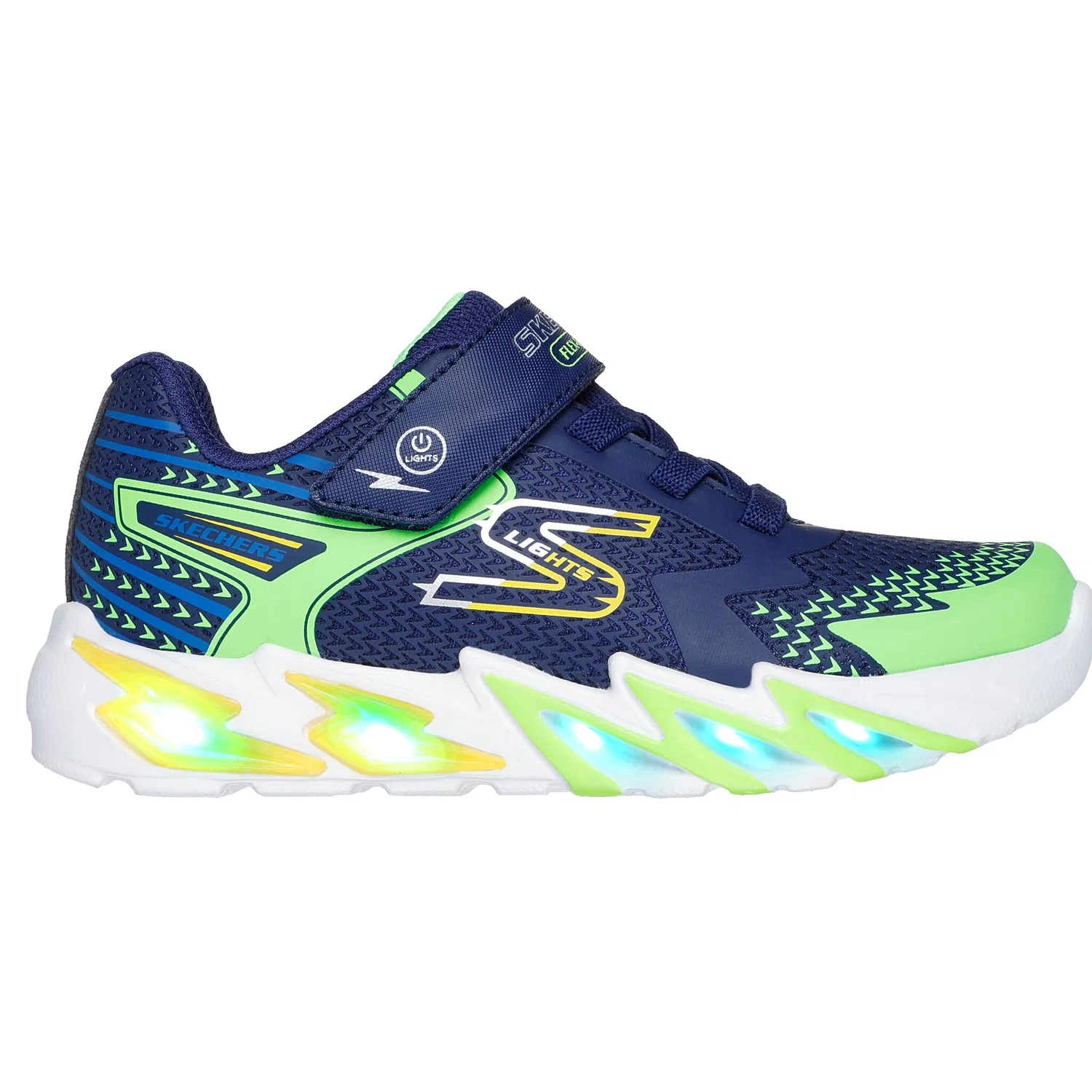 Детские кроссовки-слипоны со светящейся подошвой Skechers, Navy-Mint — фото 4