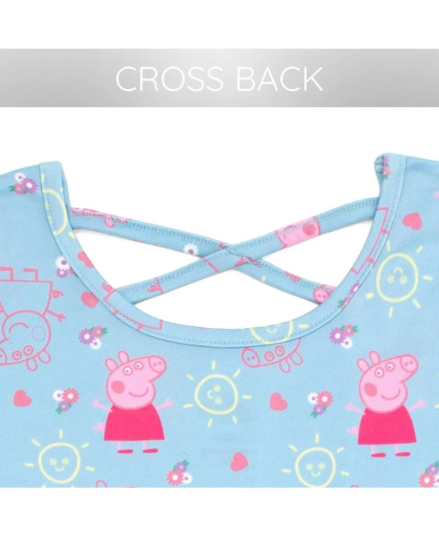 Комплект платьев-трапеций Peppa Pig с принтом, Short Sleeve Peppa Pig, Peppa Blue Yellow — фото 3