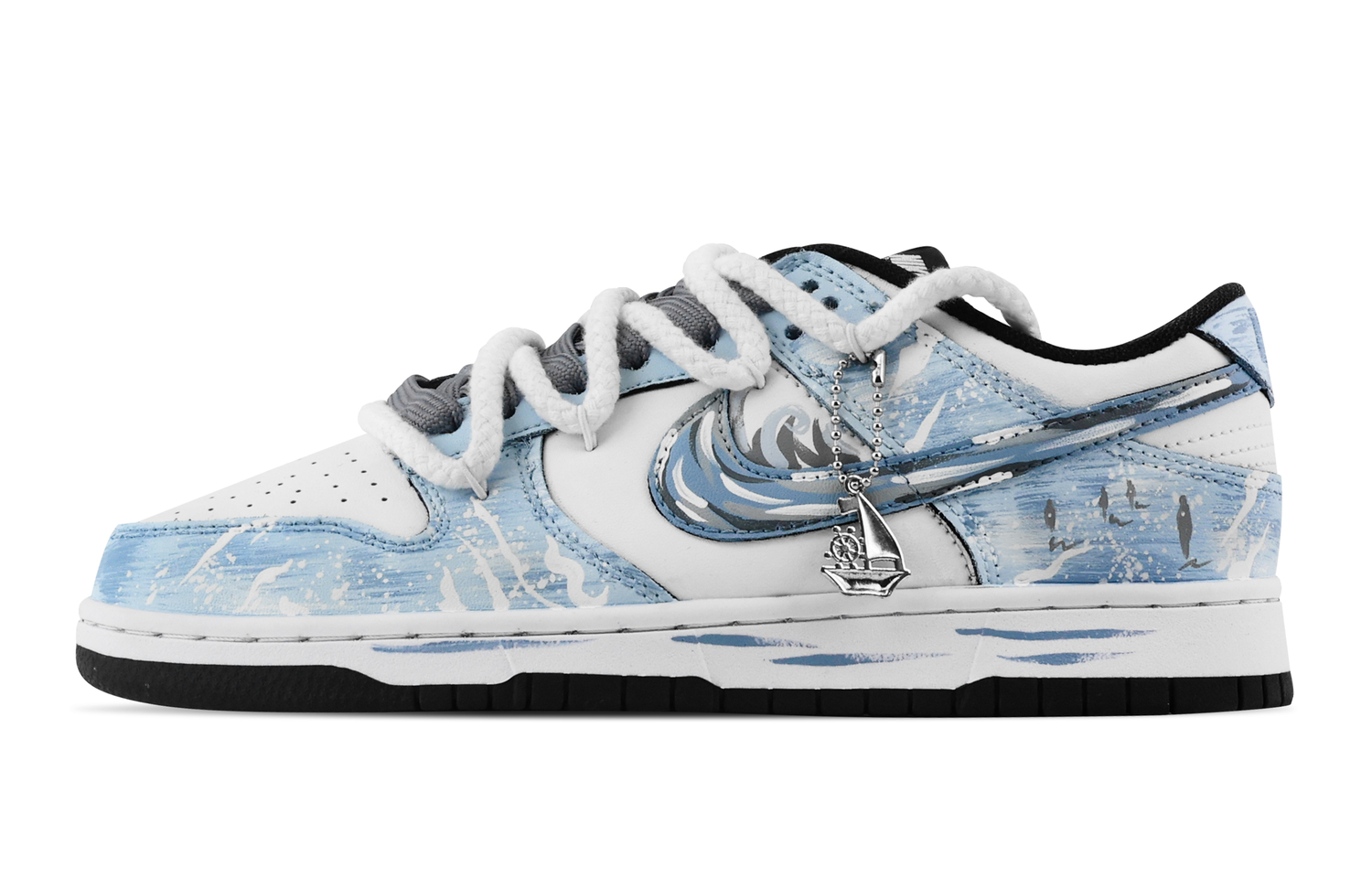 

Nike Данк Мист Эт Си, Шип Лост устойчивые к истиранию противоскользящие низкие скейтерские кроссовки унисекс синие, цвет Blue