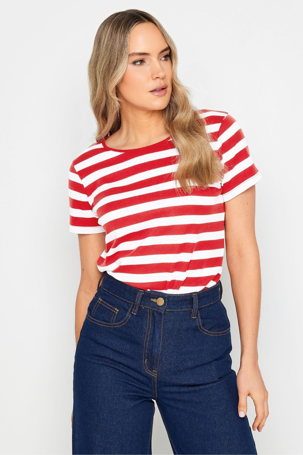 

Футболка с круглым вырезом и полосатым узором Long Tall Sally, красный