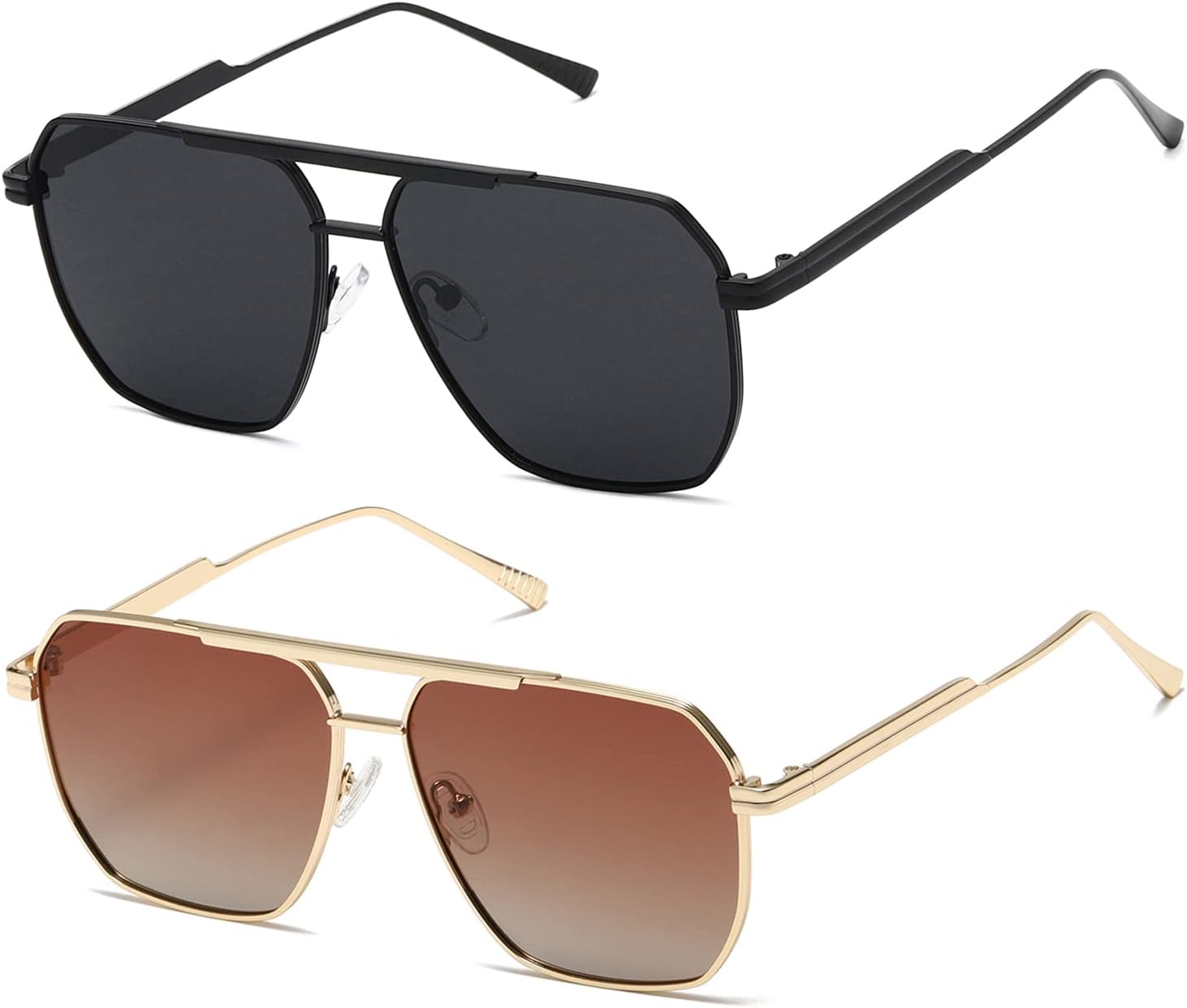 

Солнцезащитные очки Kimorn с поляризацией, женские и мужские, ретро, ​​большие, квадратные, винтажные, классические, большие, металлические, модель K1221, Black Grey&gold Gradient Brown