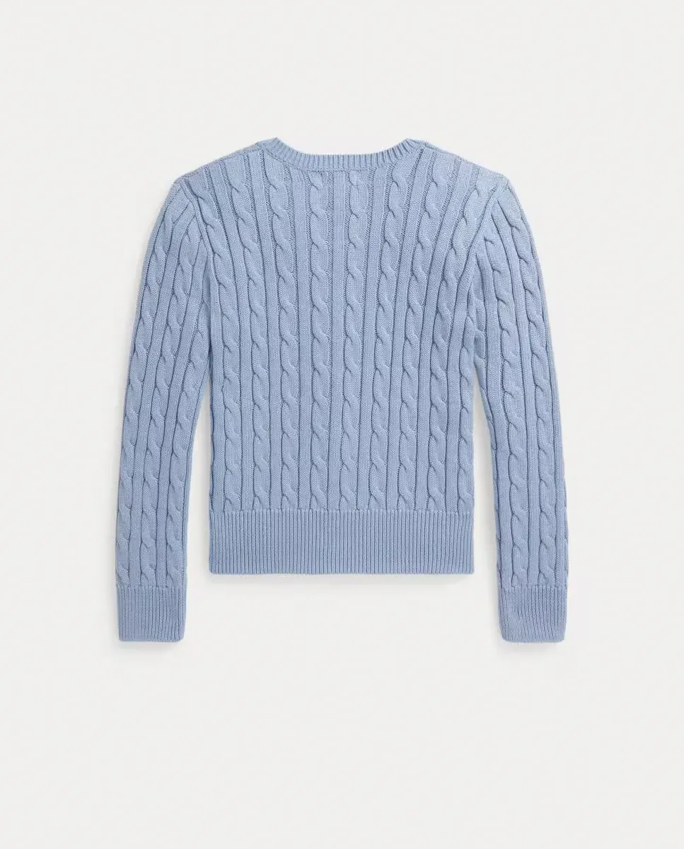 Детский кардиган с узором «косы» с металлическим блеском Polo Ralph Lauren, индиго — фото 2