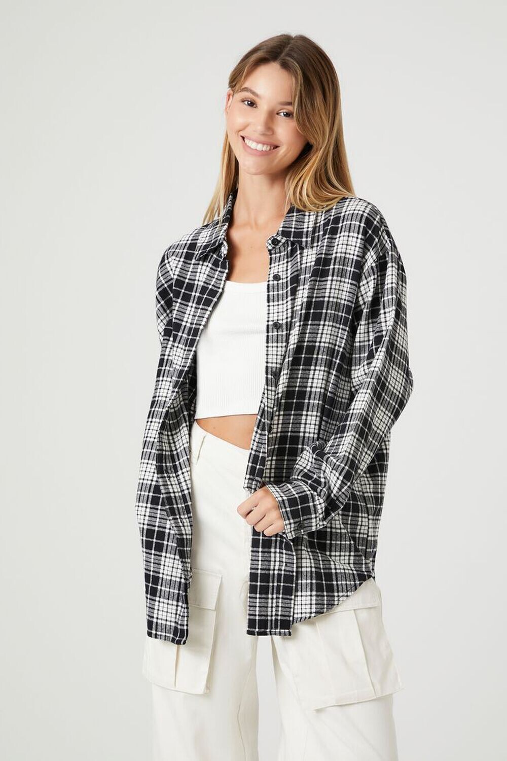 

Фланелевая рубашка оверсайз Forever 21, черный