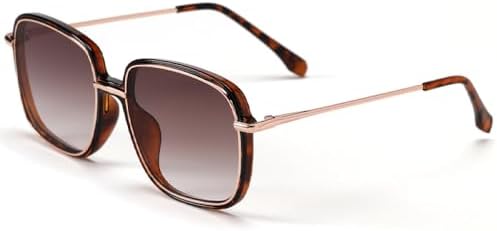 

Солнцезащитные очки 2027 года для мужчин и женщин, спортивные, квадратной формы, модные, с металлической крупной оправой, защита от УФ-излучения UV400 MTZJH, Leopard Tea