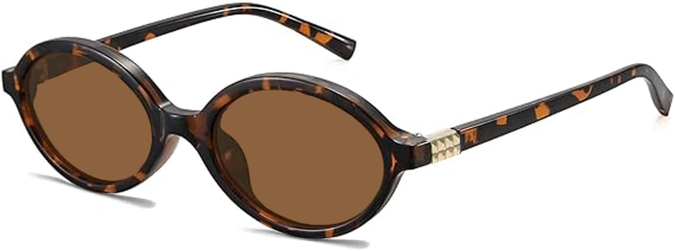 

Овальные солнцезащитные очки для женщин, модный ретро-стиль 90-х, винтажные круглые солнцезащитные очки в стиле рейв для женщин и мужчин, милые и стильные VOLZIOTUS, Tortoise Frame Brown Lens