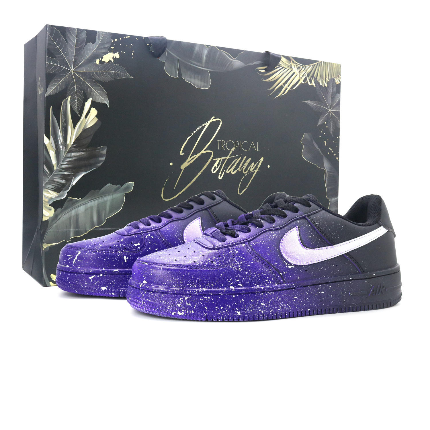 

Air Force 1 When The Stars Shine Together поддержка увеличения роста низкие скейтборд обувь unisex Nike, черный фиолетовый