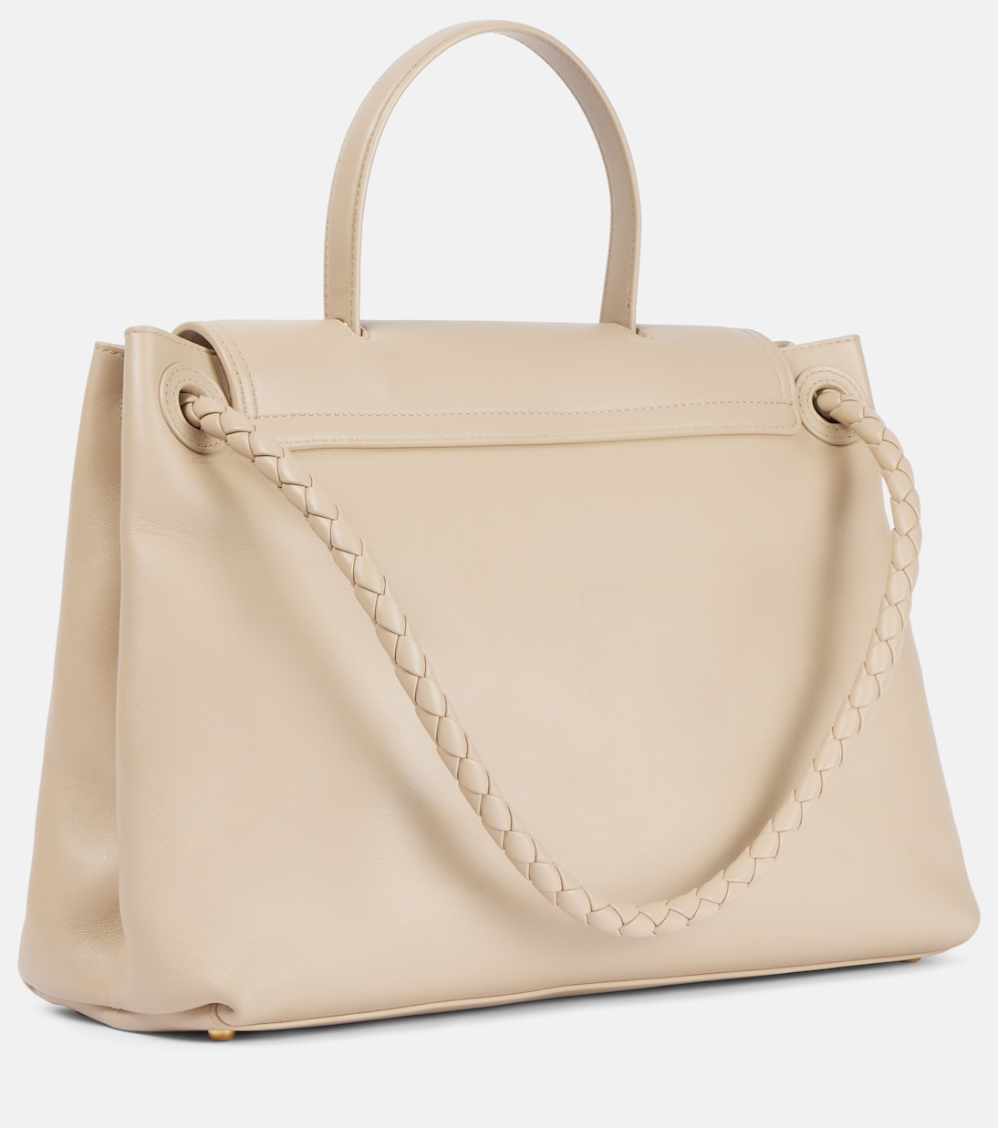 Ciao Ciao Knot Medium кожаная сумка-тоут Bottega Veneta, Ecru-Muse Brass — фото 4