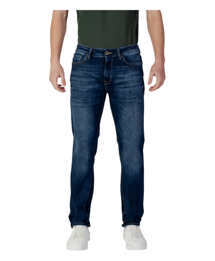 

Синие хлопковые джинсы из эластичного материала с застежкой-молнией Jack & Jones, синий