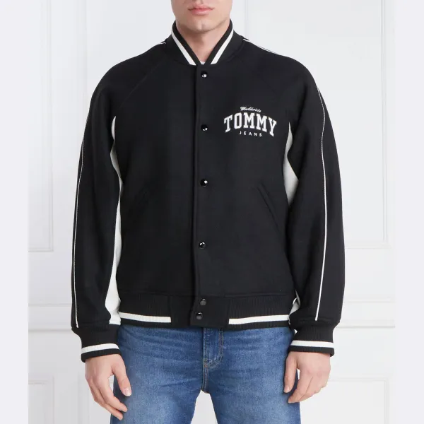 

Утепленный бомбер свободного кроя с добавлением шерсти Tommy Hilfiger, черный