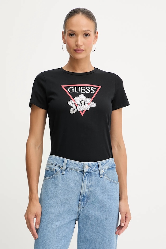 

Хлопковая футболка Guess, черный