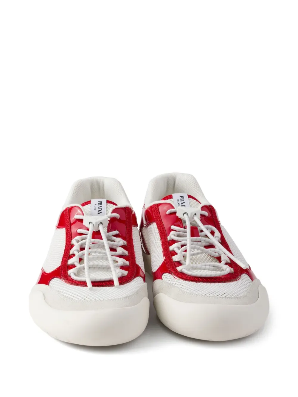 Кроссовки Speedrock из лакированной кожи и сетчатой ткани Prada, белый — фото 4