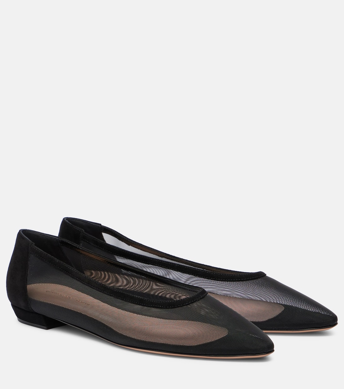 Шифоновые балетки из органзы Gianvito Rossi, Black+Black