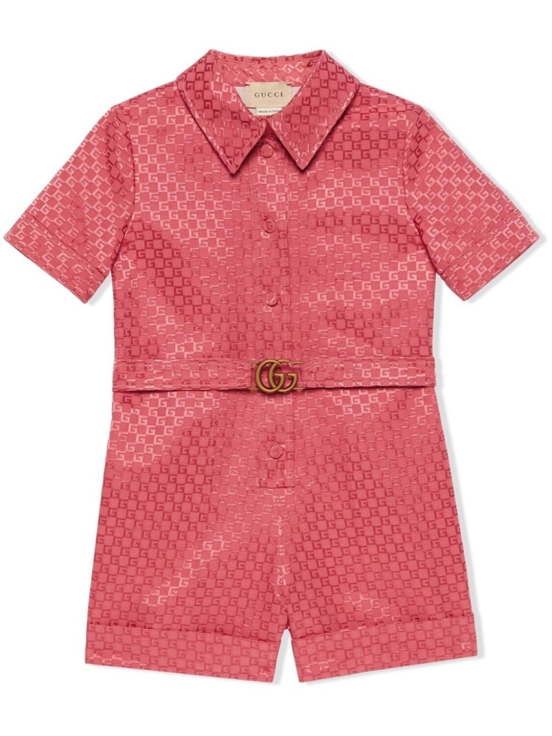 

Gucci Kids клетчатый ромпер с матросским воротником, красный