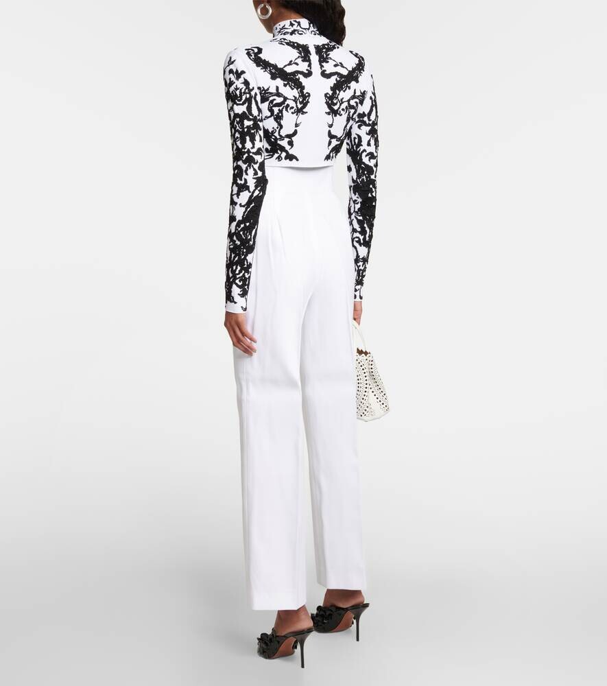 Жаккардовый укороченный топ Calligraphy ALAÏA, разноцветный — фото 3
