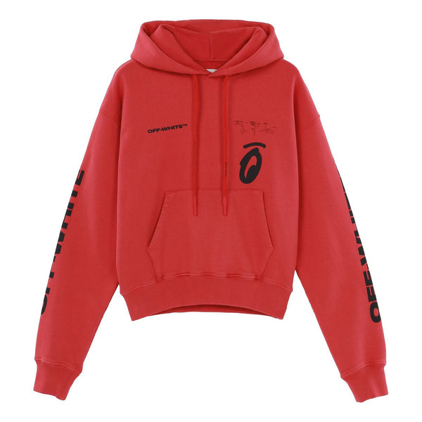 

Толстовка fw19 splitted arrows oversized graffiti hooded fleece men red Off-White, красный