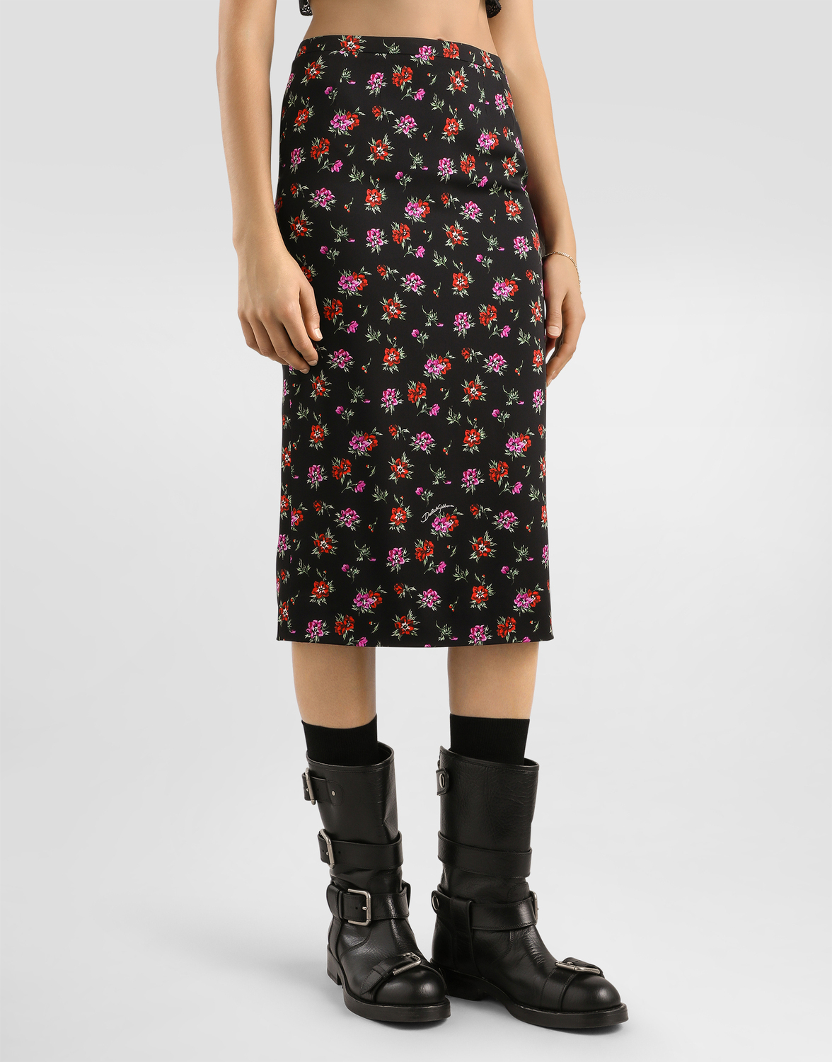 Прямая юбка с цветочным принтом Dolce & Gabbana, мультиколор — фото 4