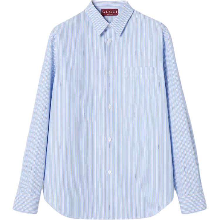 

Полосатая рубашка из хлопкового поплина Gucci, светлый синий
