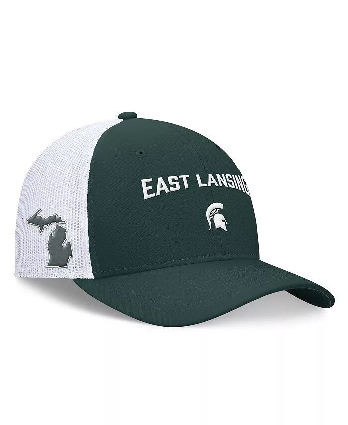 

Мужская регулируемая шляпа зеленого/белого цвета Michigan State Spartans Primetime Rise City Trucker Nike, зеленый