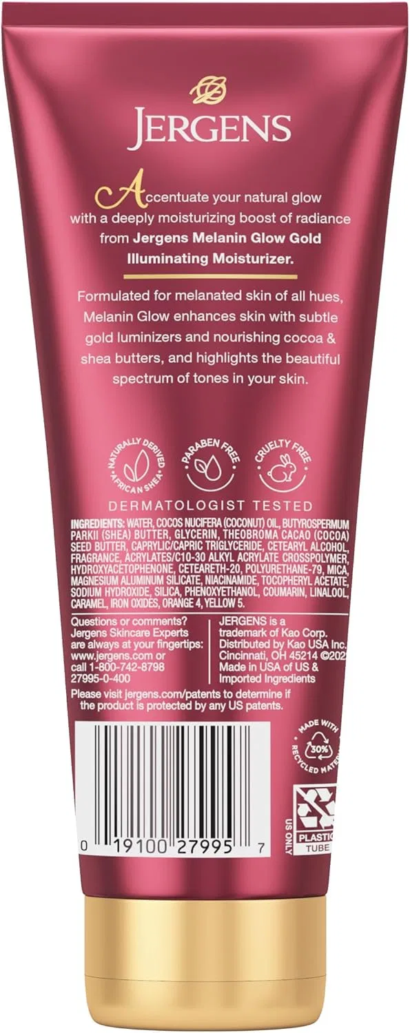 Лосьон для тела Jergens Melanin Glow Gold Illuminating Moisturizer, 7 унций — фото 2