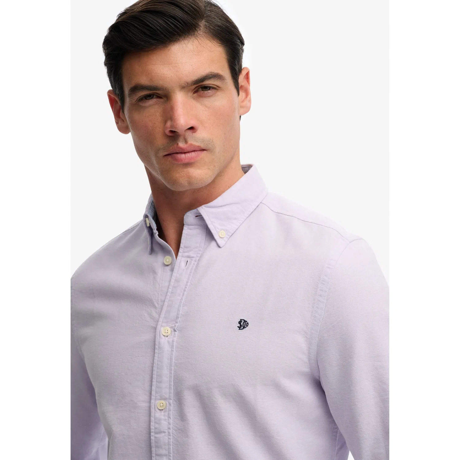 Мужская рубашка с длинным рукавом Superdry, Light Lavender Purple Chambray — фото 4