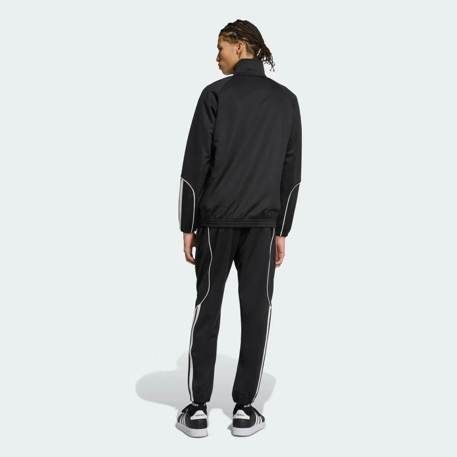 Спортивный костюм с длинным рукавом и брюками, модель Stadium 3-Stripes Tracksuit, adidas, Черно-белый — фото 2
