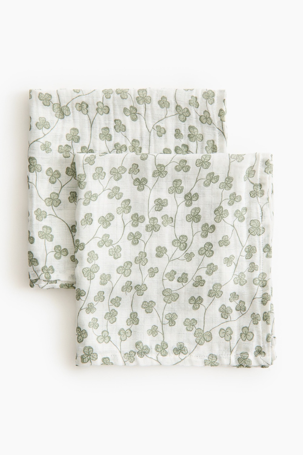 

Набор салфеток H&M Muslin Cloth, 2 штуки, 40x40 см, белый/зеленый