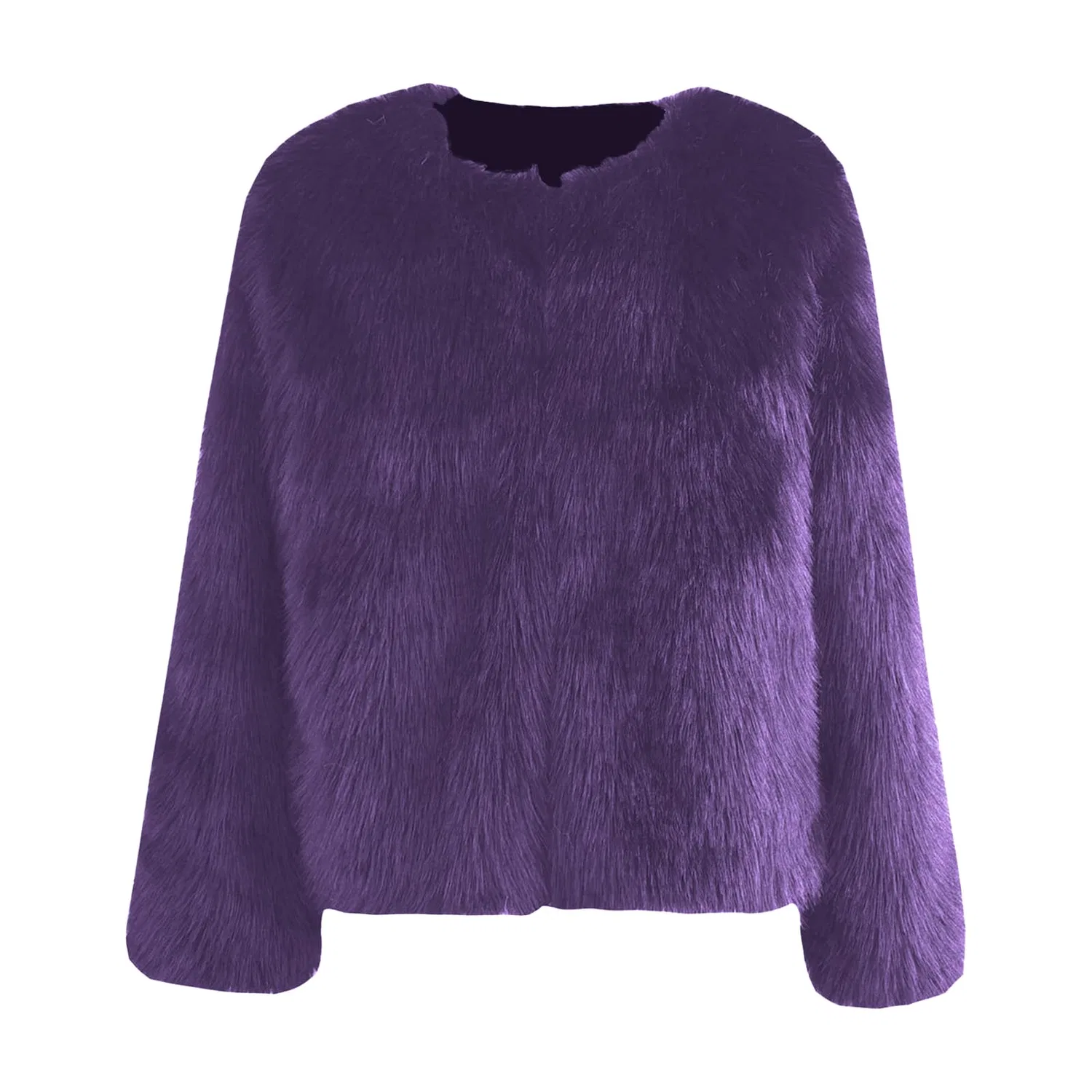 Женское пальто из искусственного меха с длинным рукавом, purple — фото 4