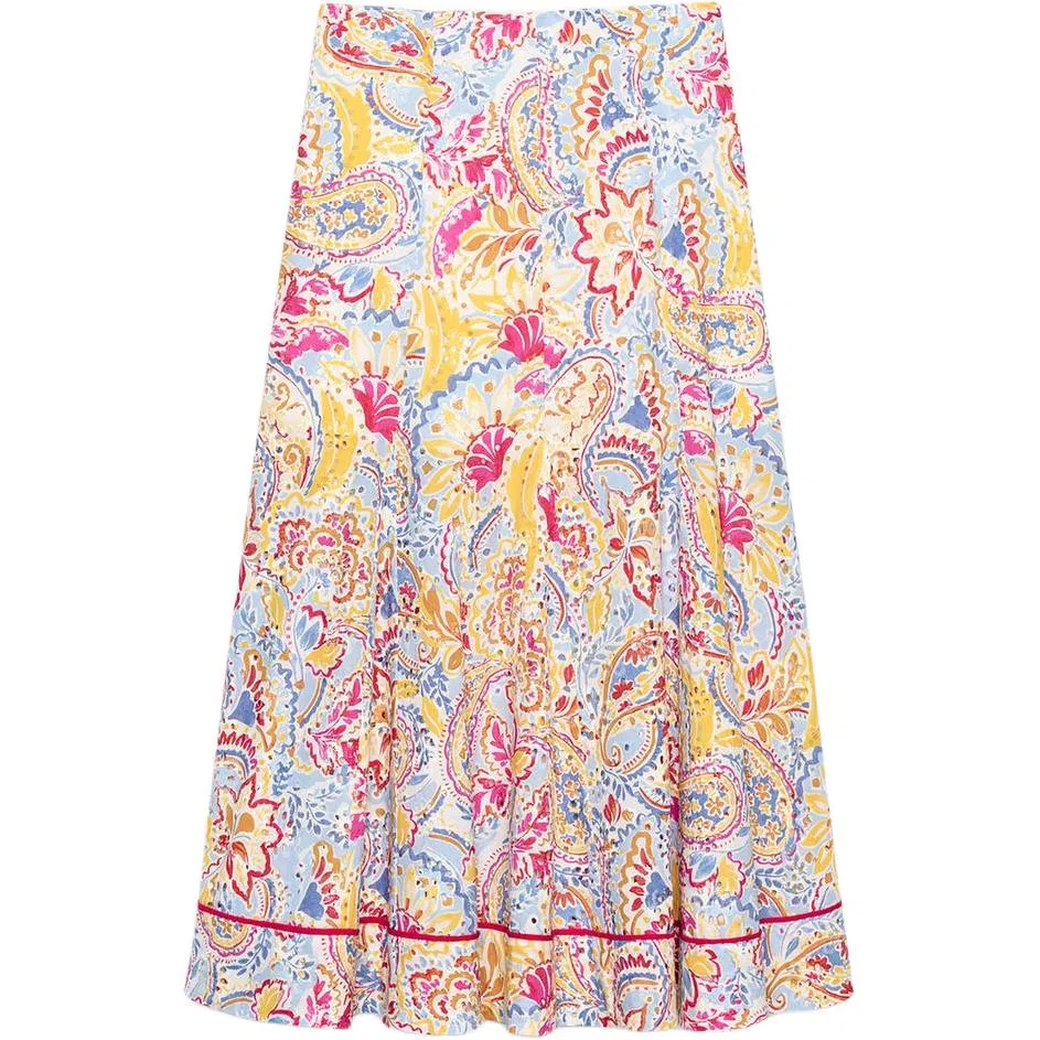 Женская юбка-трапеция с принтом Multicolor ZARA, Multicolor