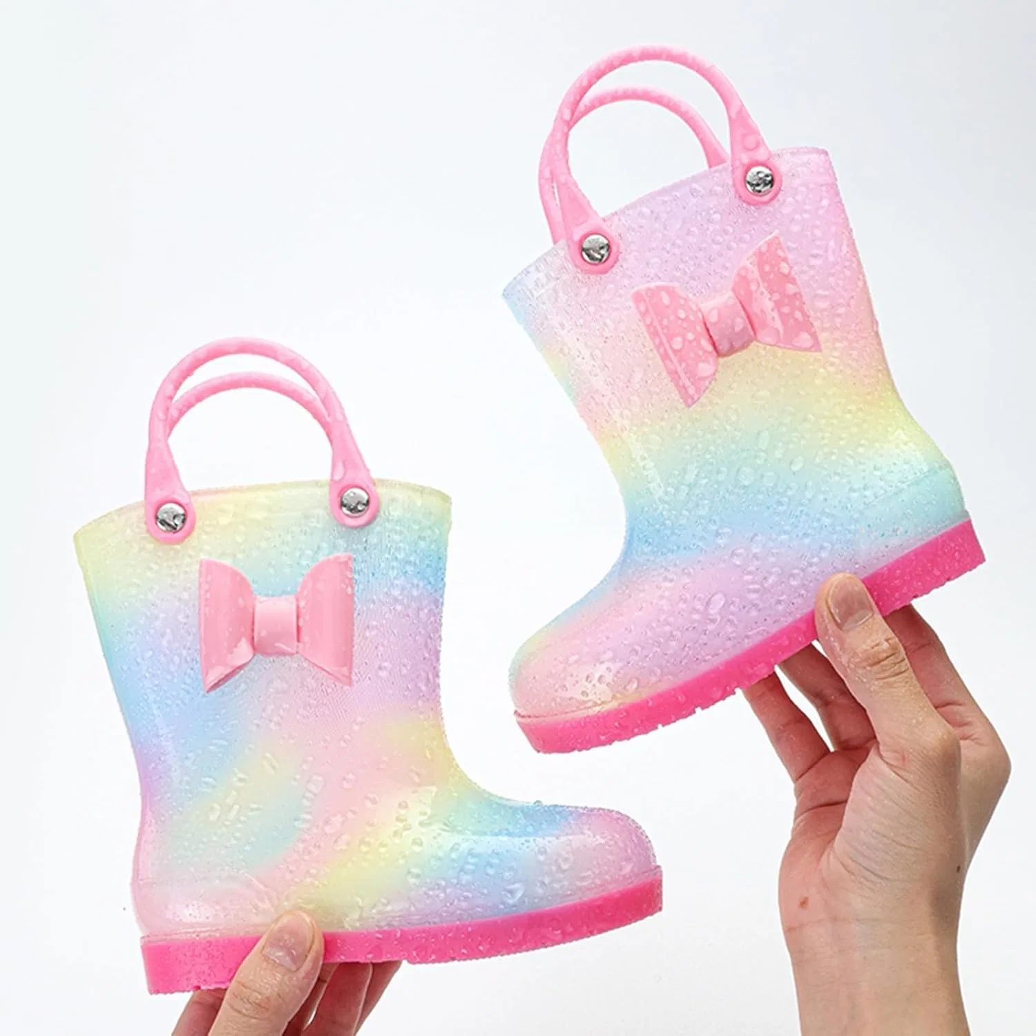 Детские резиновые сапоги для девочек с пастельным градиентом, модель Glossy Pastel Gradient, бренд, Pink — фото 2