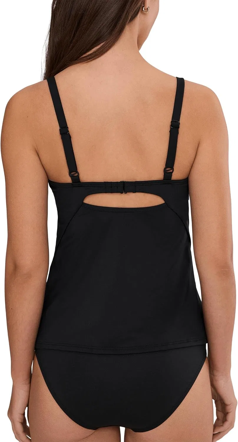 Женский танкини топ с V-образным вырезом Nike Effortless Essential, Black — фото 4