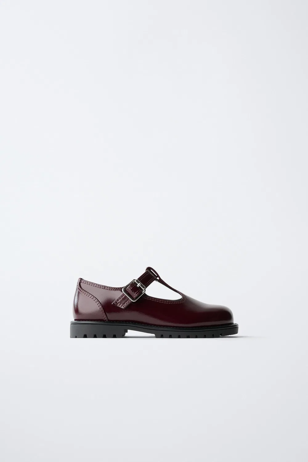 Балетки с Т-образным ремешком ZARA, Burgundy Red