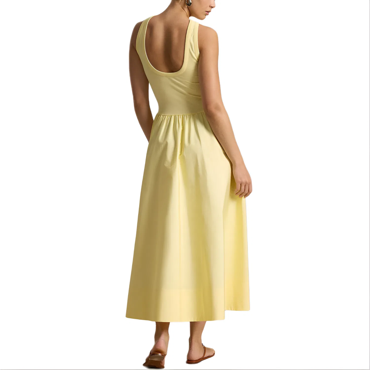Женское платье-трапеция без рукавов с длинной юбкой Polo Ralph Lauren, Light Yellow — фото 4