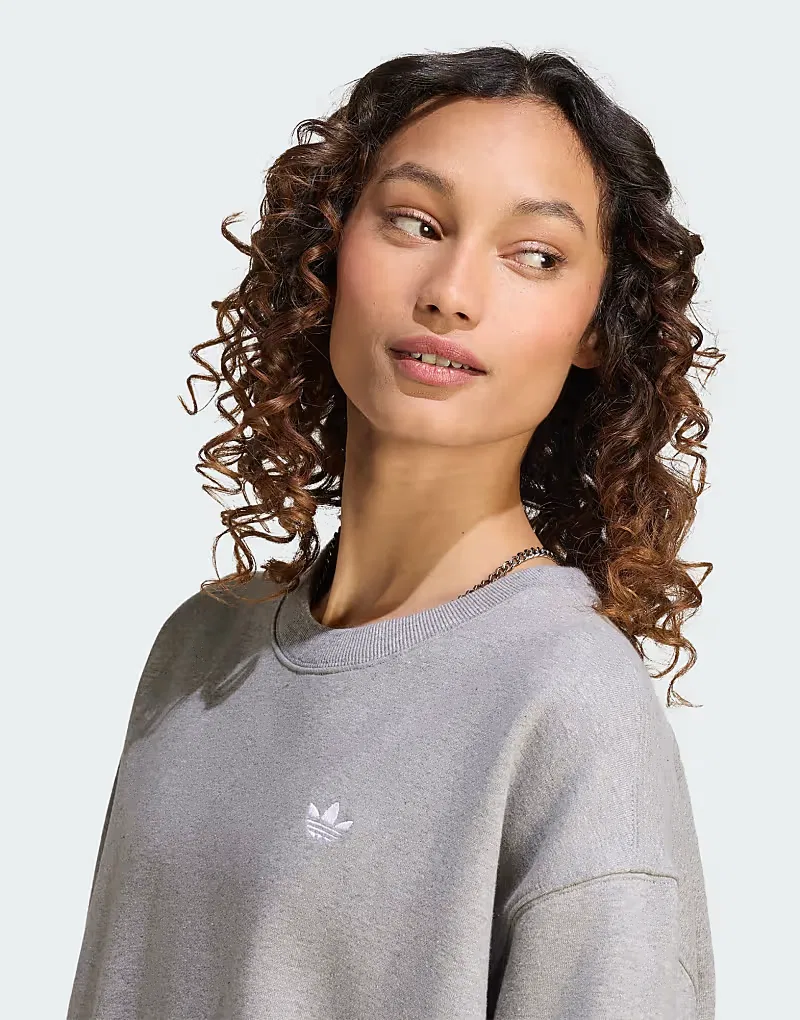 Толстовка Adidas Originals Essentials с длинным рукавом, флисовая, размер OS, средне-серый меланж — фото 4
