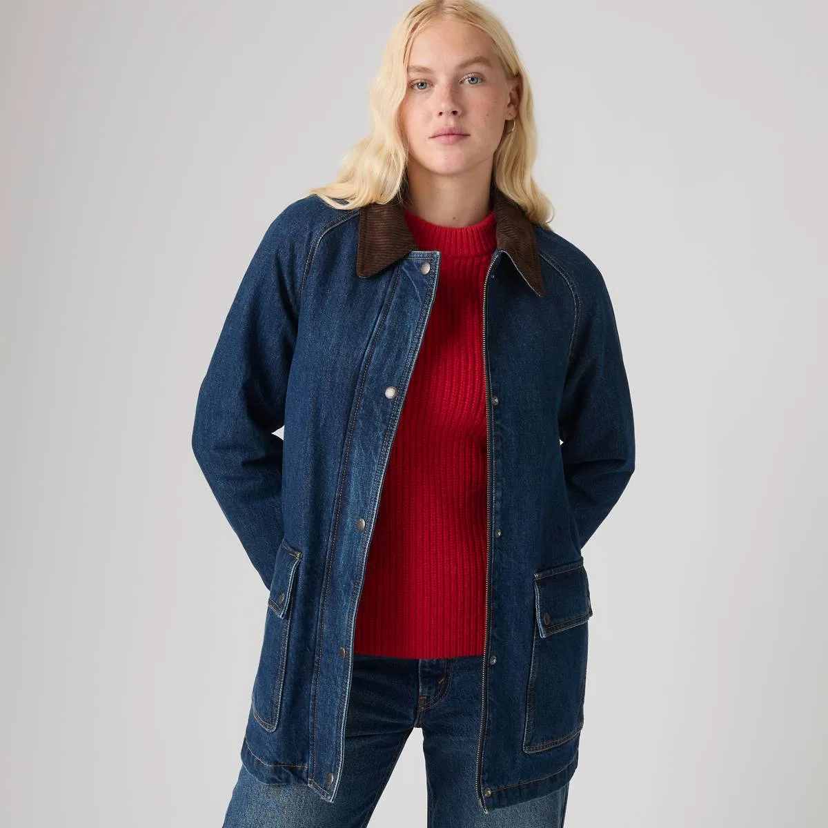 Куртка средней плотности для работы в сарае, застежка на кнопках Levi's, Blue - Blue
