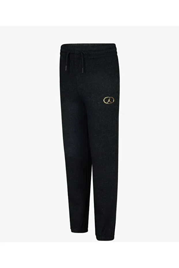 Детские спортивные брюки для девочек зауженные с принтом Jordan Black Gold Glitter Detail Cotton Ribbed Girls' Trackpants Nike, Black
