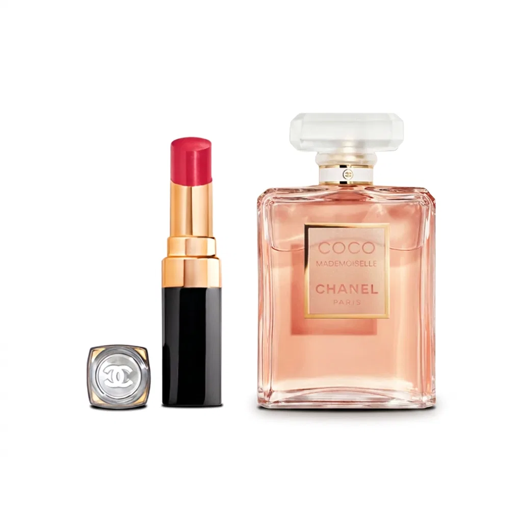 Женский парфюмерный набор Miss Cocoa Perfume 50ml+Glitter Lip Gloss 82, CHANEL, Black