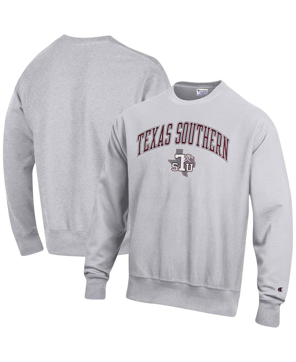 

Мужская серая меланжевая толстовка texas southern tigers arch over logo с обратным переплетением Champion, мульти