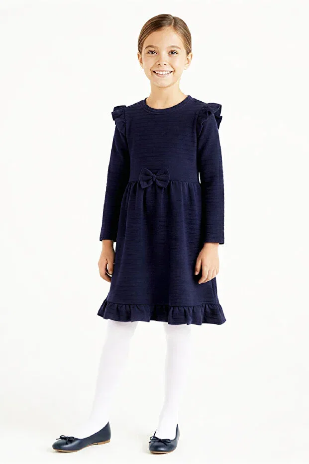 Детское платье для девочек с длинным рукавом Modanino, Dark Navy Blue — фото 2