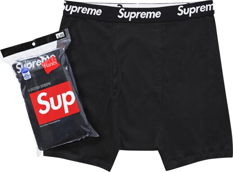 

Боксеры Supreme x Hanes Boxer Briefs (4 Pack) 'Black', черный