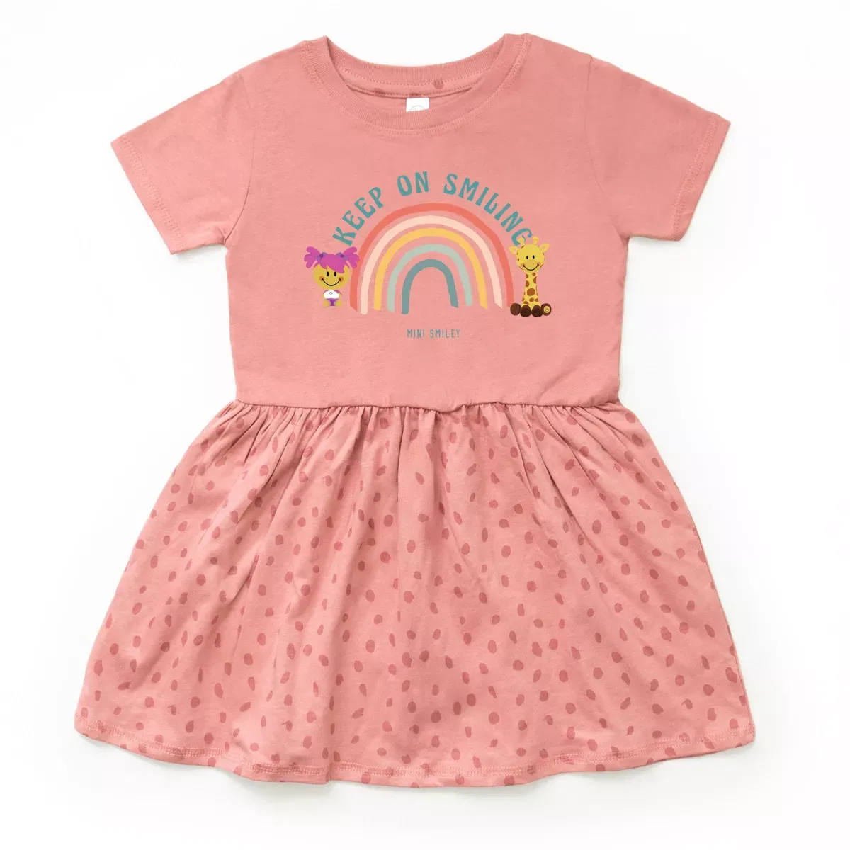 Детское платье для девочек с принтом Mini Smiley Keep On Smiling Rainbow The Juniper Shop, Mauve Spot