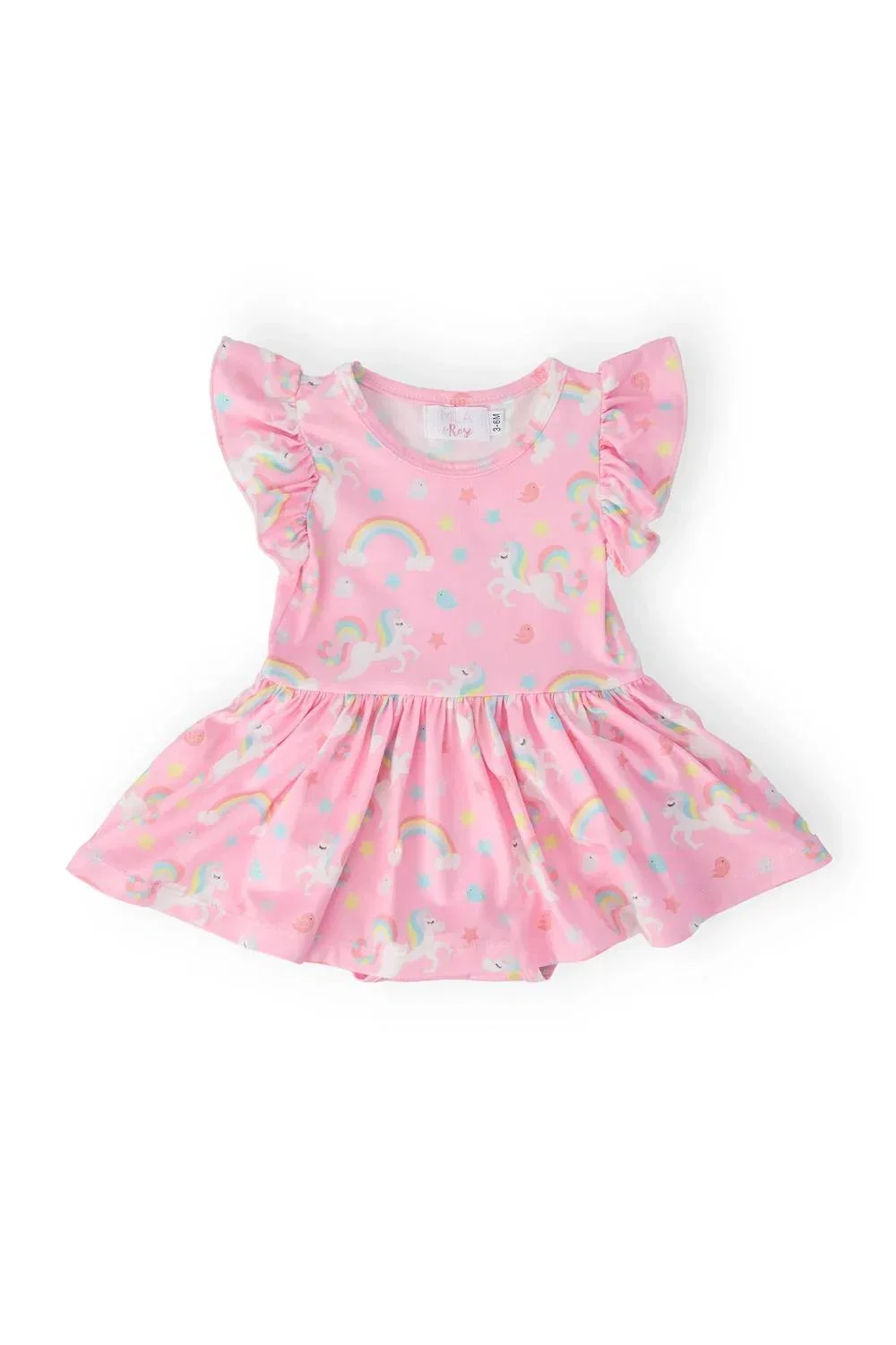 Детский боди-комбинезон для девочек с коротким рукавом и юбкой Little Unicorn Mila & Rose, розовый