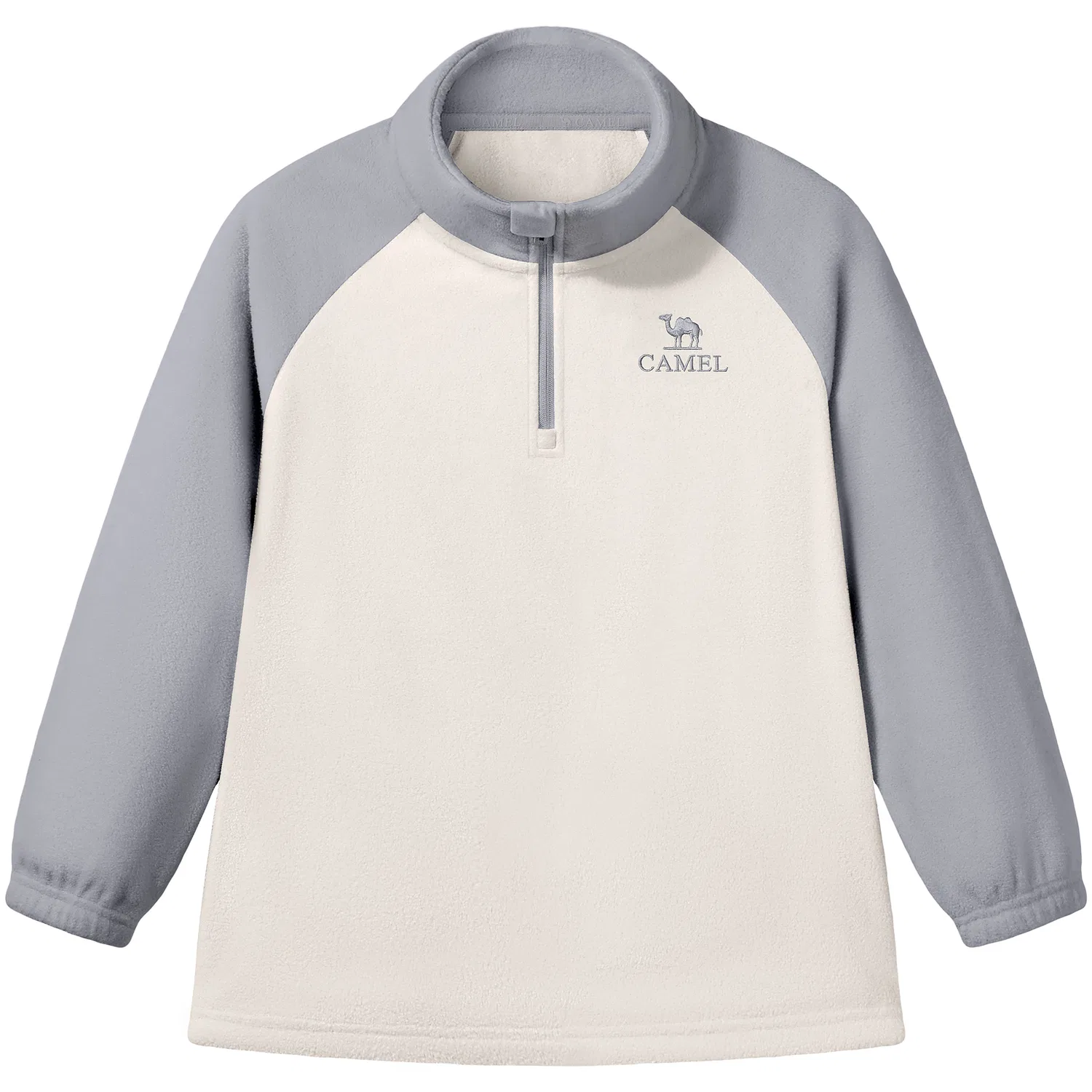 Детская флисовая куртка с воротником-стойкой CAMEL, Light Khaki Recycling Gray