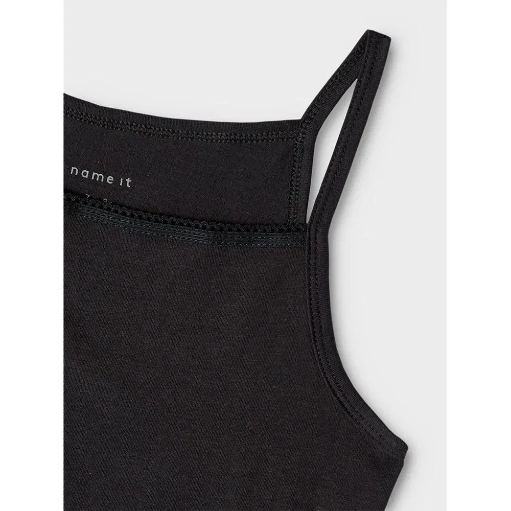 Детское хлопковое платье без рукавов с принтом, Strap Sleeveless T-Shirt 2-Pack Name it, Black — фото 4