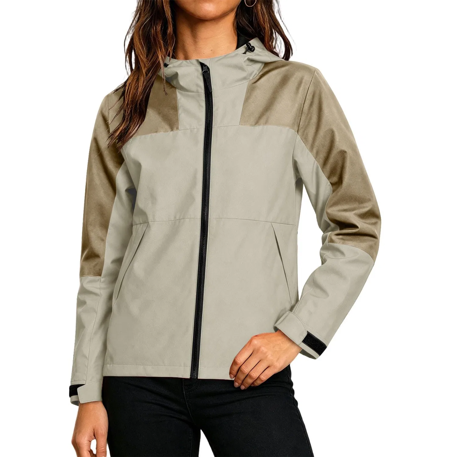 Женская ветровка из софтшелла с капюшоном, Beige 03