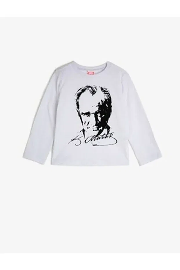Детские свитшот для девочек с принтом Ataturk Printed Long Sleeve Fatella, White