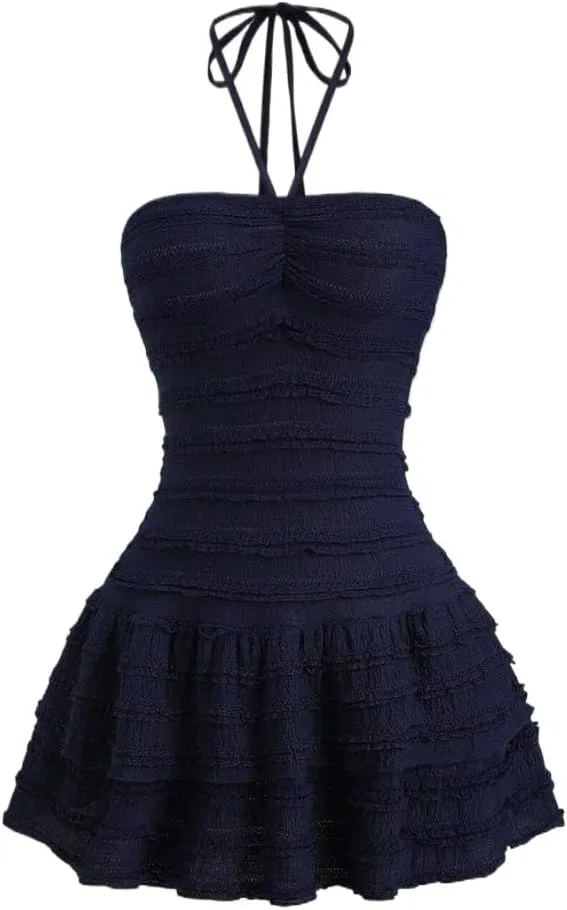 Женское мини-платье с воланами Cami, Navy Blue
