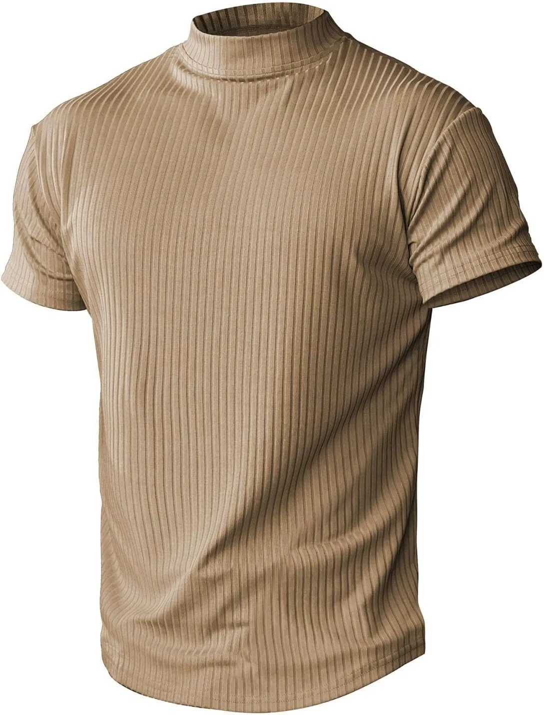 Мужская футболка с имитацией воротника поло Ribbed Knit, Khaki — фото 3