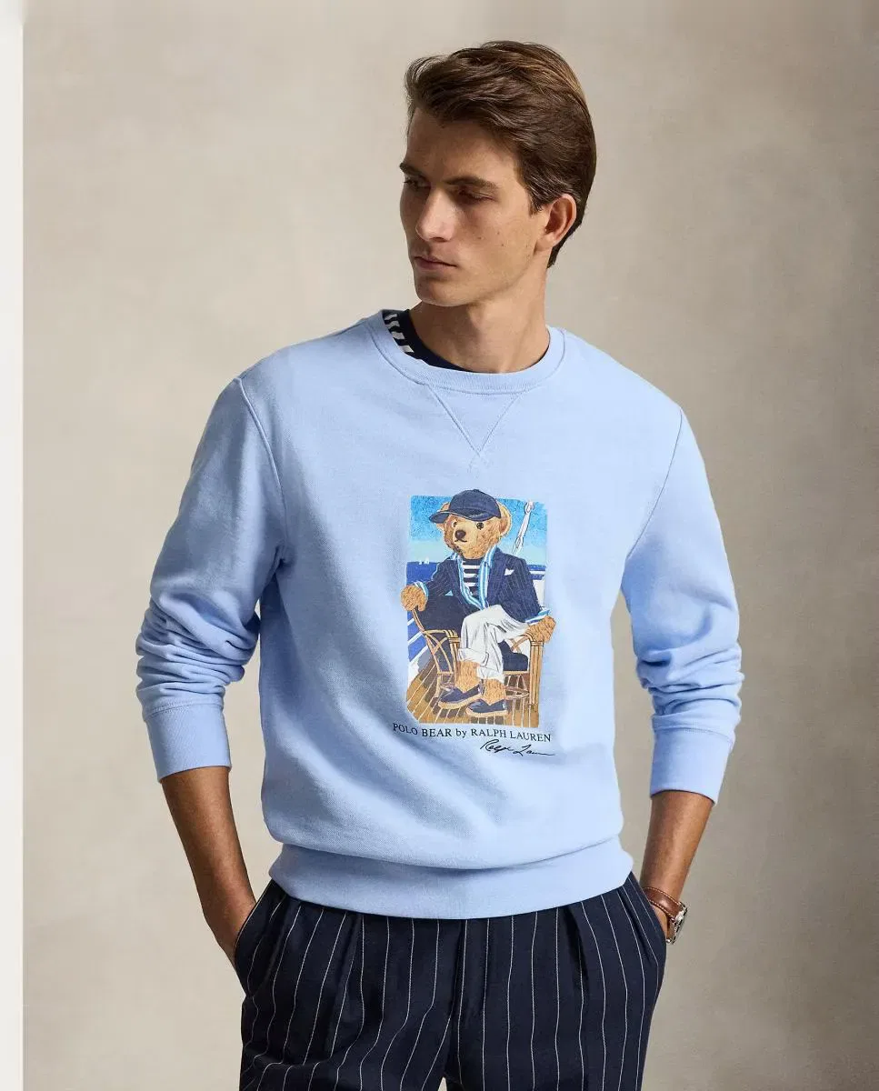 Мужская толстовка с принтом Polo Bear Polo Ralph Lauren, Azul Porcelana