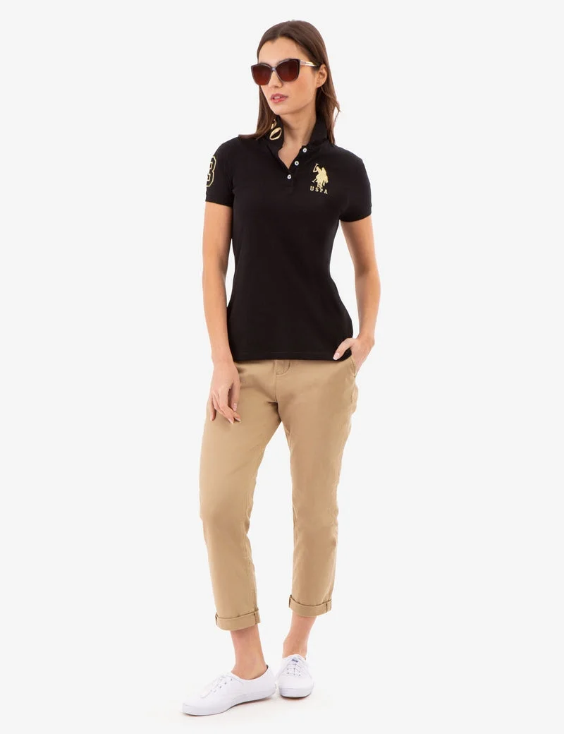 Женская футболка-поло U.S. Polo Assn. USPA Metallic Print, черный — фото 3